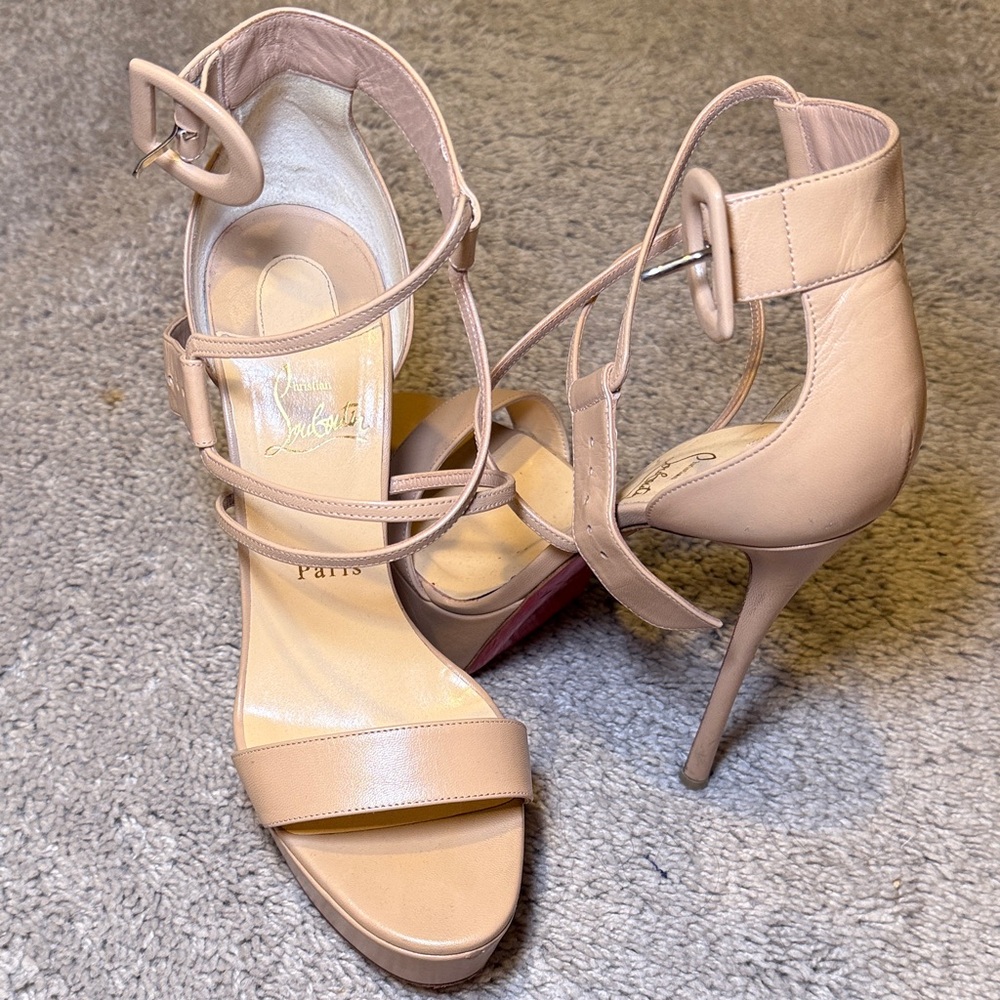 Christian Louboutin Beige Strappy Heels